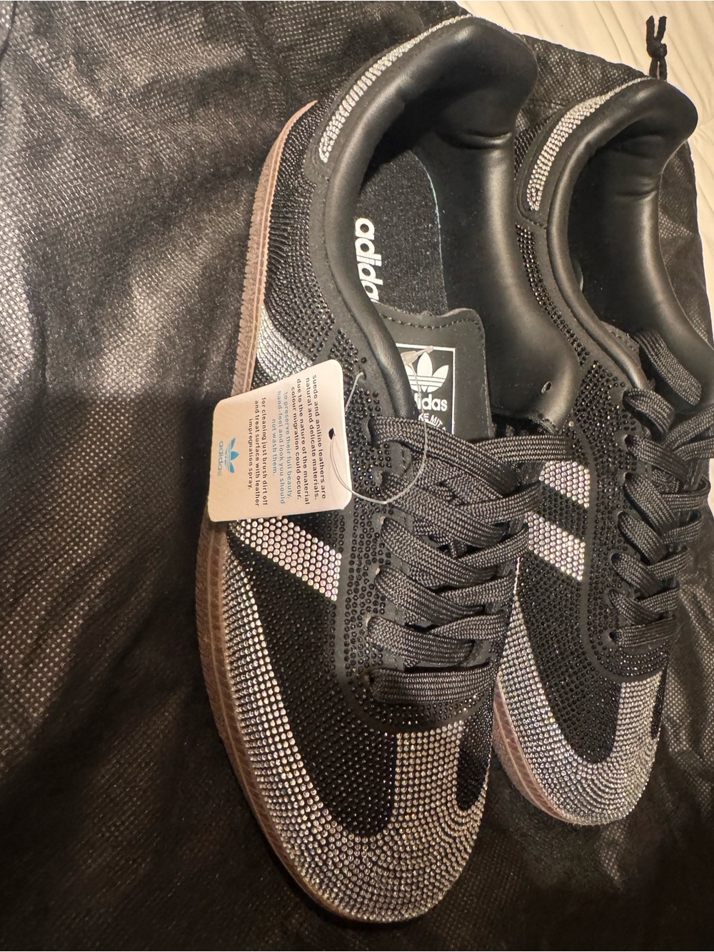 adidas Black Crystal-Detail Low-Top Sneakers for Men